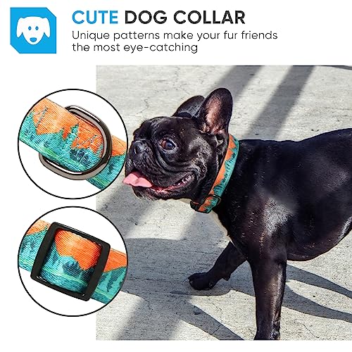 Image of HEELE Dog Collar, Adjustable Soft Dog Collar for Small Medium Large Dogs,Floral Patterned Puppy Collars with Quick Release Buckle M Length 13.39''-20.87''