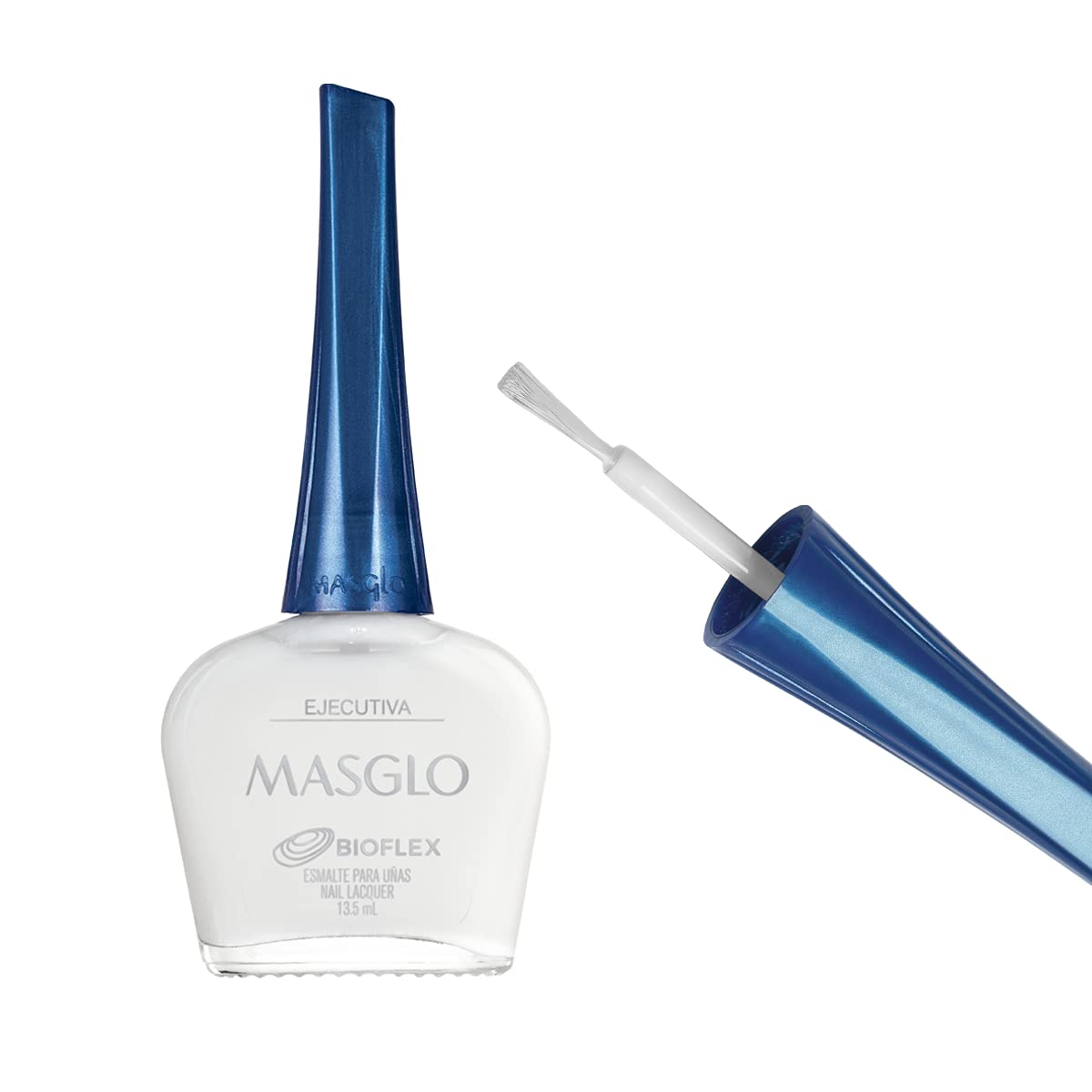 MASGLO Nail Polish White Ejecutiva/Executive - Esmalte tradicional Blanco Ejecutiva 0.5 Fl. Oz.