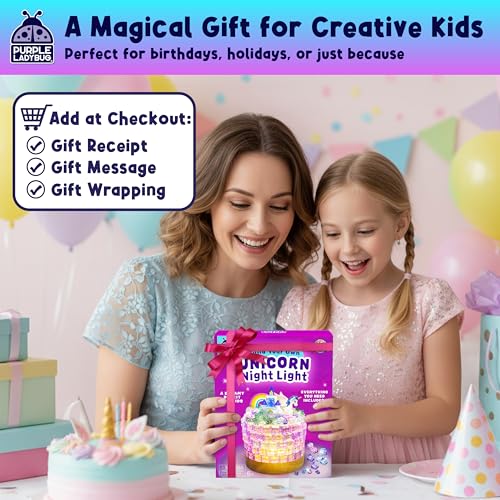 Build Your Own Unicorn Night Light Set - Glowing Craft Toys & Fun DIY Birthday Gifts - Make Your Own Kit for Girls - Unicorn Lamp Craft Kits for 10 Year Old Girls - 7 8 9 10 11 Year Old Girl Gifts