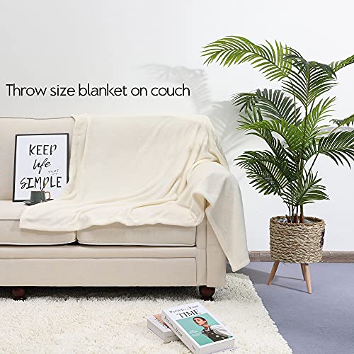 Image of NANPIPER Fleece Blankets, Super Soft Flannel Fuzzy Blanket for Couch, Luxury Cozy Lightweight Microfiber Dog Blanket-Throw Size,Ivory White