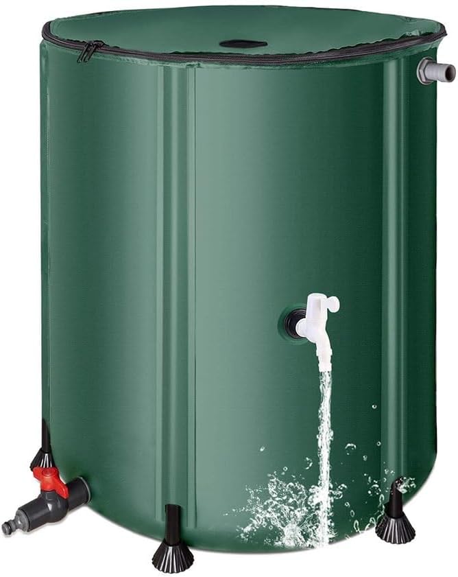 13-264 Gal Collapsible PVC Rain Barrels to Collect Rainwater from Gutter, Portable Rain Water Collection System Catcher Container Storage Tank with Spigot(White,0.4x0.5m/50L/13.2Gal)