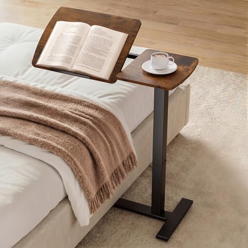 Sakugi Mobile Overbed Laptop Table with Wheels Adjustable Bedside Desk with Tilting Top Rolling Hospital Bed Table for Home Office Use 12.9 D 27.6 W 29.139 H Brown