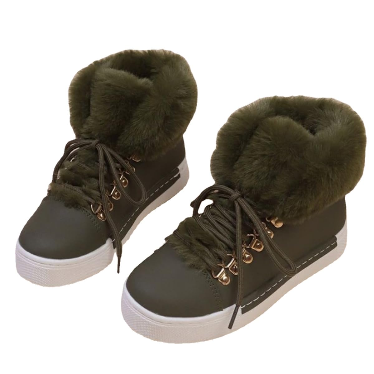 Fenlogft Winter Women's Snow Boots Short Barrel,Plus Size, Fleece Lined Thickened Boots for Cold Weather