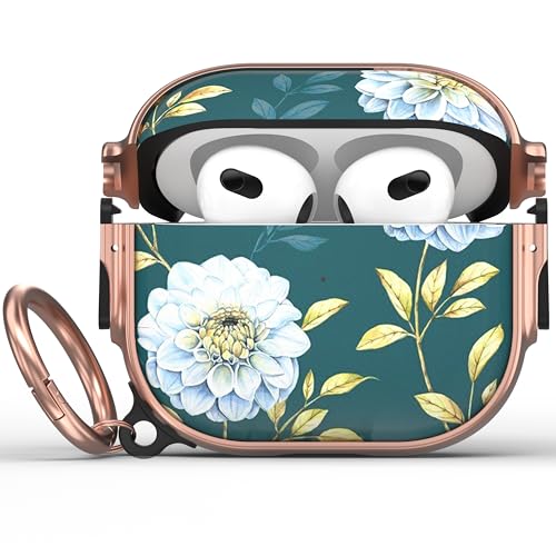 Image of Maxjoy for AirPods 3 Case with Lock, Flower AirPod 3 Case Lock Protective Hard AirPod 3rd Generation Cover for Women Men with Keychain for AirPods 3rd Generation Cover 2021,Green