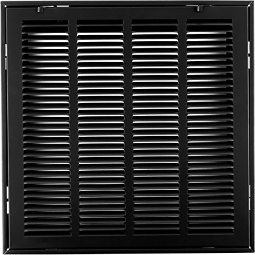 16" X 16" Steel Return Air Filter Grille for 1" Filter - Easy Plastic Tabs for Removable Face/Door - HVAC Duct Cover - Flat Stamped Face - Black [Outer Dimensions: 14.5 X 19.75]