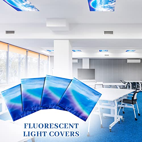 Image of Hortsun 4 Pack 4 x 2 Feet Fluorescent Light Covers, Magnetic Light Filters for Classroom Ceiling, Decorative Lights Shade for Office Home Hospital(Rainbow)