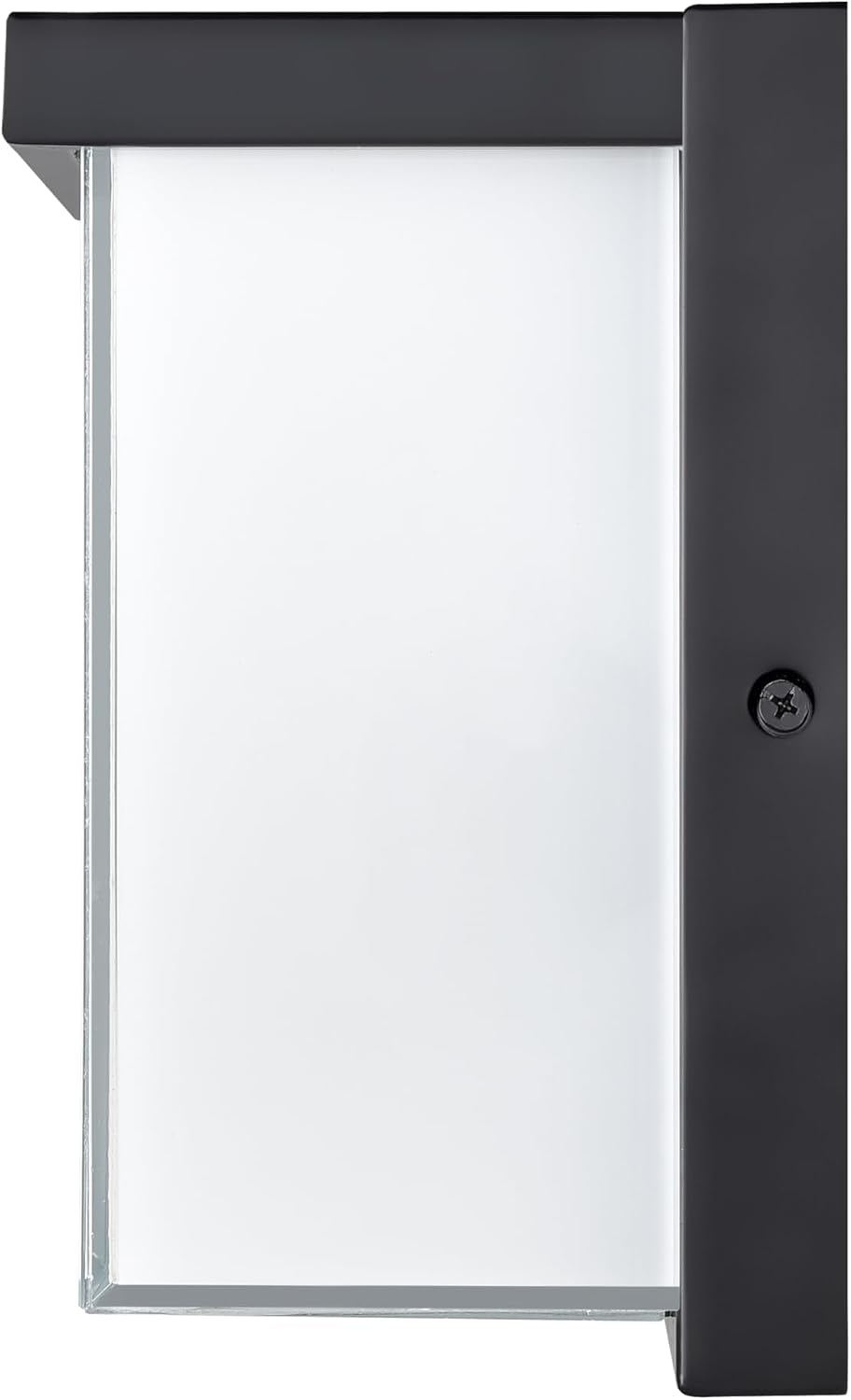 ML Lighting | 74101-PBK | LED Light Outdoor Wall Sconce in Powder Coated Black Finish with White Glass Shade | Perfect for Walkways, Porches, Backyards, Patios, and Driveways