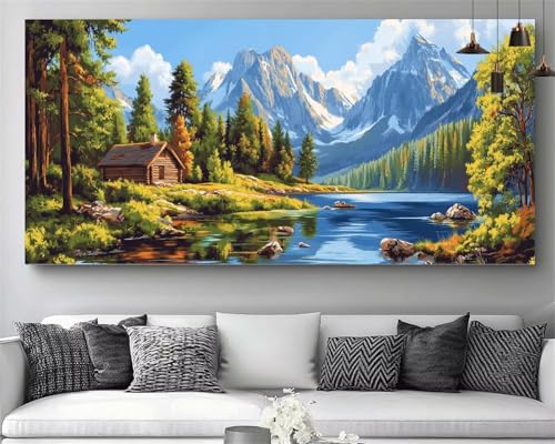 Tableau strass diamant canevas de forêt et montagne pour kit de loisirs créatifs 5D