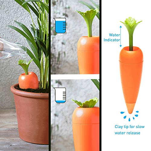 Peleg Design Care-It Plant Watering Device, Terracotta Vacation Plant Waterer Slow Release for Indoor and Outdoor Plants, Self Irrigation Watering System, Carrot Design