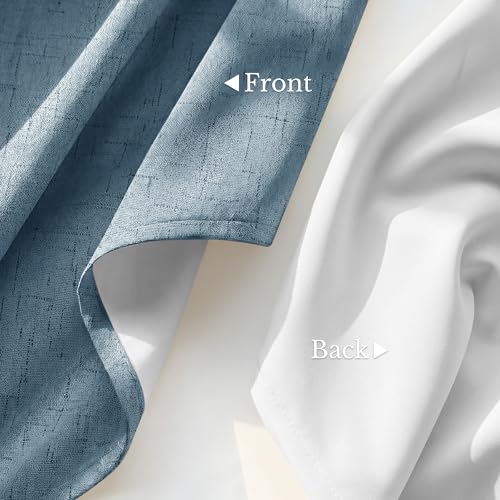 Image of NICETOWN Linen Blackout Stone Blue Curtains for Bedroom, 2 Panels, W52xL84