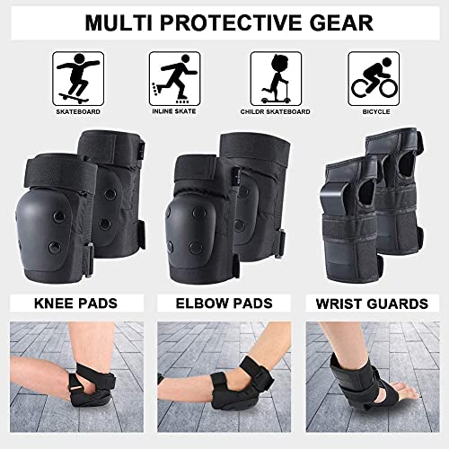 Banzk Knee Pads Elbow Pads Wrist Guards for Adult Youth, 6 in 1 Protective Gear Set for Skateboarding Biking Roller Skating Cycling Outdoor Sports(Large)