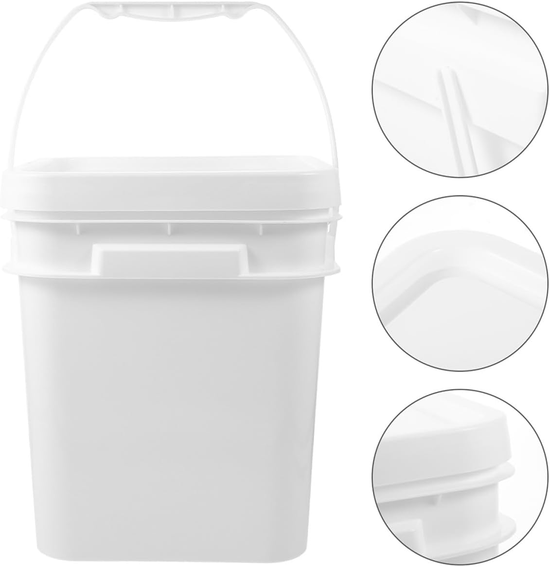 NUOBESTY 2pcs 2.6 Gallon White Abs Paint Buckets with Lid, Square Plastic Paint Containers for Painting and Storage, Multipurpose 10l Wide Mouth Pails with Handle for Home and Industrial