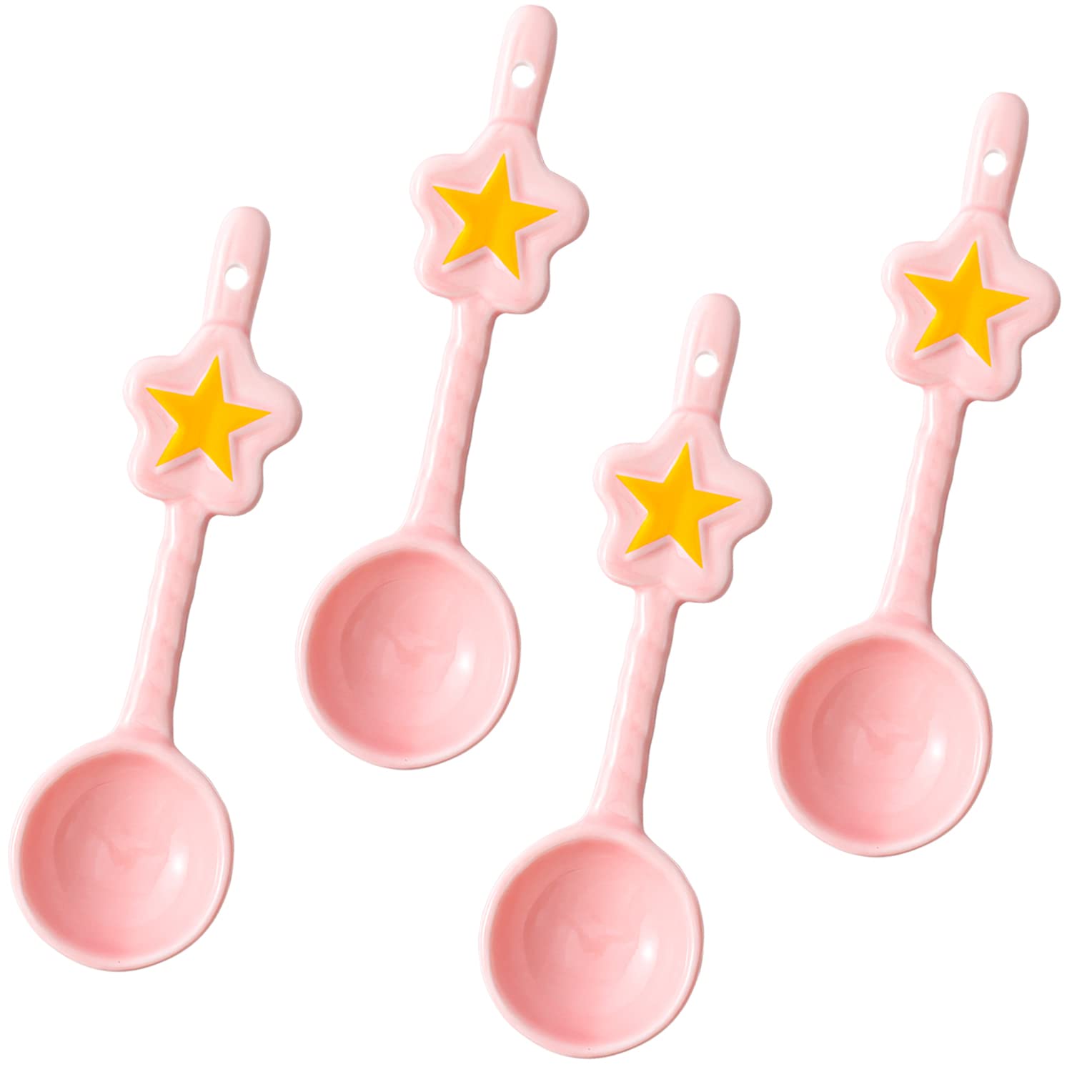 4 Cucchiai Da Zuppa In Ceramica Rosa - Set Di Cucchiai Creativi E Smaltati, Eleganti E Resistenti Per La Tavola - 5
