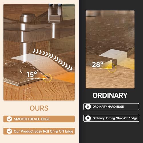 [Gehärtetes Glas] 150 x 119 cm Glas-Stuhlunterlage mit abgeschrägten Kanten und Polierten Kanten Klare Bürostuhlunterlage, Bodenschutzmatte, Geeignet für Teppich- oder Hartholzböden