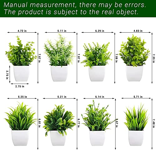 Artificial Potted Plants, Green Artificial Plastic Eucalyptus Plants Small Indoor Potted Houseplants, Small Faux Plants for Home Decor Bathroom Office Farmhouse. (Set-4) - Image 4