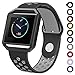 Meifox Fitbit Blaze Bands for Women Men,Soft Silicone Replacement Band for Fitbit Blaze Smart Watch (Black Gray, Large)