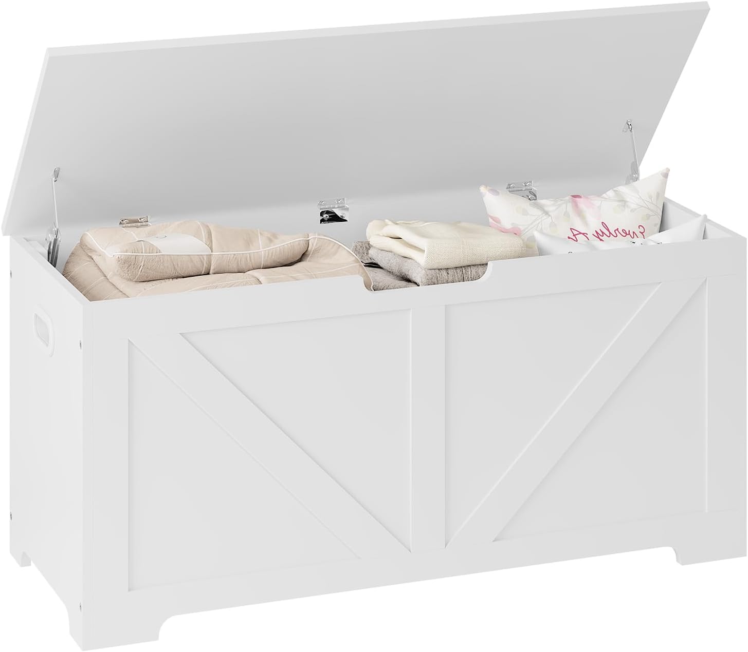 Panca portaoggetti vintage in legno cassapanca 50x76x45 cm bianco 040002497