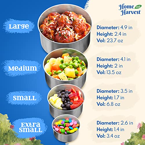 Home And Harvest Stainless Steel Lunch Box For Kids With Lids - Metal Snack Containers For Lunch Box 4 Pack #TOP2