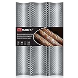 Walfos Baguette Backform, Antihaft Perforierte Französische Backblech für baguette, 3 Wellen Brotlaibe Backform Baguetteform - Brötchen Backform