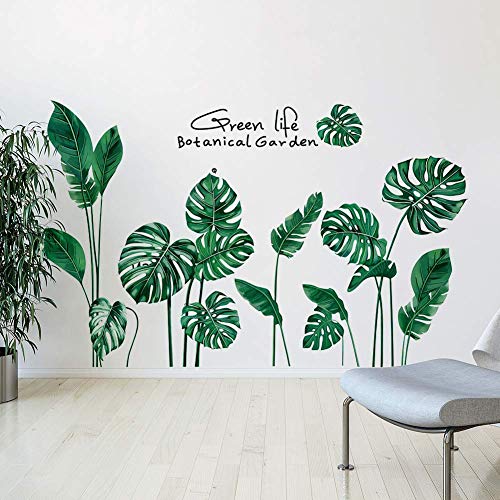 RW-1001 Removeable 3D Green Plants Wall Stickers DIY Fresh Leaf Home Wall Decoration Art Decor Wall Decal Peel and Stick Murals for Girls Kids Babys Bedroom Living Room Offices Nursery Bathroom