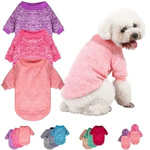 3 Pack Dog Sweater, Dog Sweaters for Small Dogs, Warm Soft Pet Clothes for Puppy, Medium Large Cat, Dogs Girl or Boy, Dog Shirt for Winter Christmas (Pink+Purple+HotPink, X-Small)