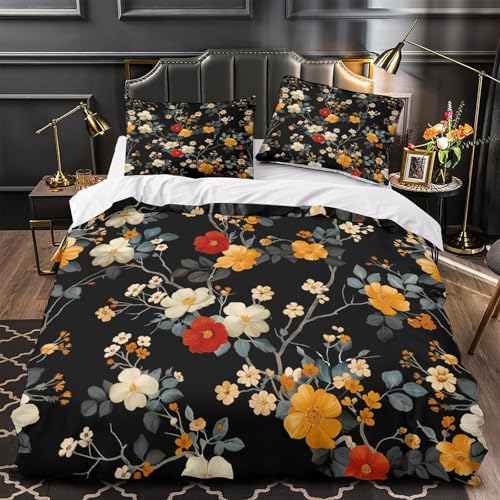 Housse de couette fleurs 140x200 microfibre 3D pour lit simple - 4