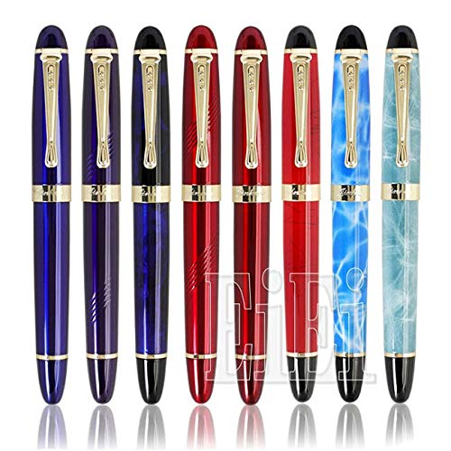 JINHAO 正規輸入品 ジンハオ X450 万年筆 水性ペン 両用式万年筆 握りやすい ぺん 金属ペン M型 中太字ペン X450 (7.柄入りスカイブルー, 万年筆)