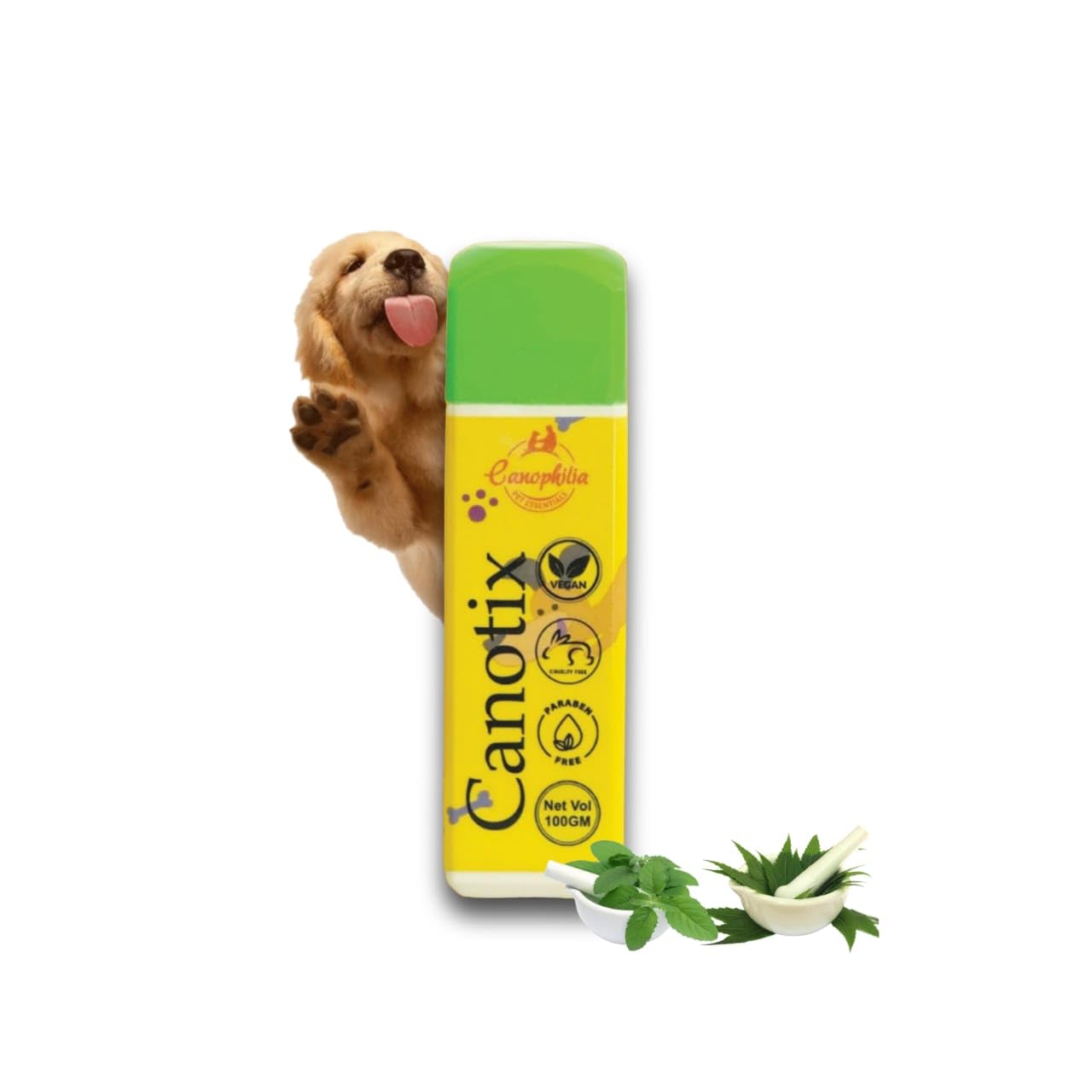 Canophilia Canotix Dog Tick & Flea Powder for Dogs, Natural Herbal Formula with Neem | Tulsi & Lemongrass | Helps Repel Ticks | Fleas & Itching | Easy-to-Use Pet Coat Care Powder, 100g