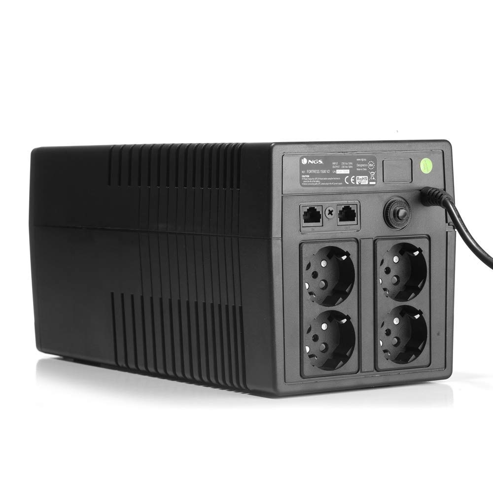 NGS FORTRESS1500V2 - Gruppo di continuità UPS, Off Line UPS 1200 VA, Tensione a Uscita Stabile di 720W per 4 Prese Schuko