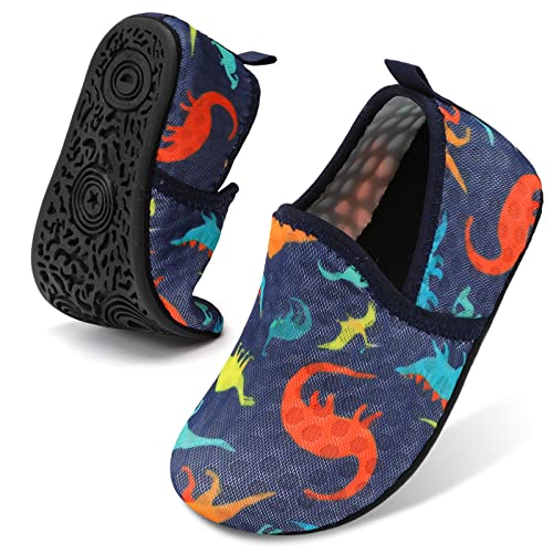 Lefflow Toddler Slippers Socks Boy Beach Swimming Aqua Sandals Shoes Toddler House Slippers Socks for Boy Girl Quick Dry Water Shoes Dinosaur Blue Size 6.5-7.5