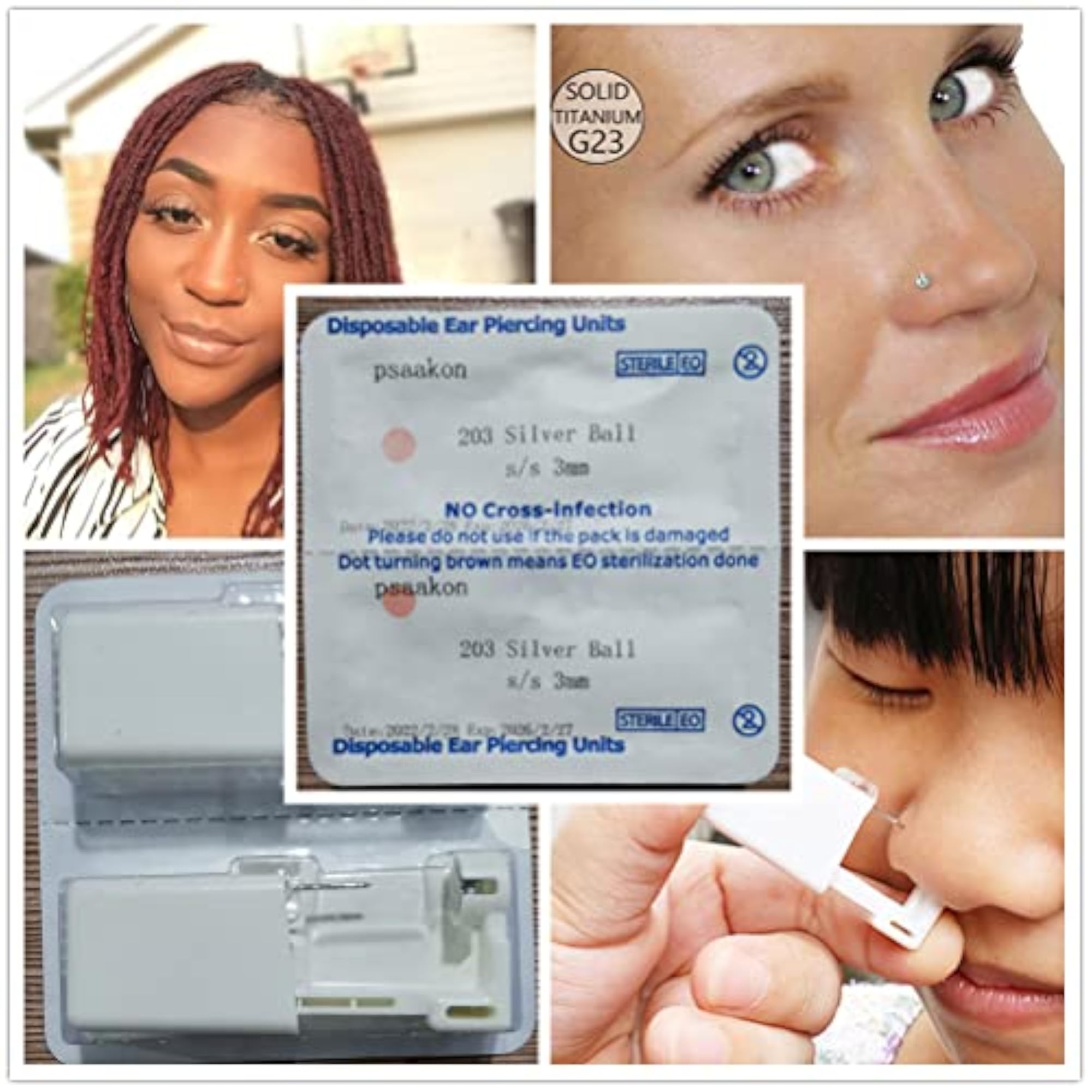 Self Nose Piercing Gun Kit with Gold Rings
