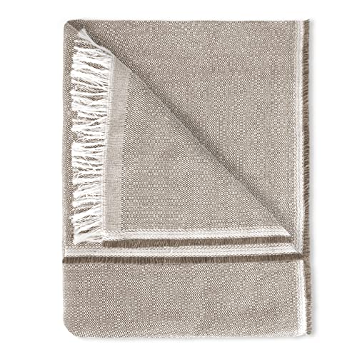 MERCURY TEXTIL- Colcha Plaid Multiusos 50% algodón 50% Poliéster, Jarapas para Sofá, Liso y Rayas, Plaid Cama, Manta Cubre Foulard (180x290cm, Liso Camel)