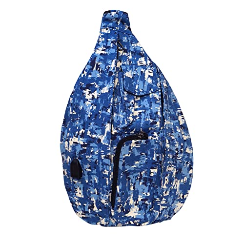 Rucksack Pickleball Bag, Anti-Theft Crossbody Sling, USB Charging Connector Port, Backpack, Blue Camo