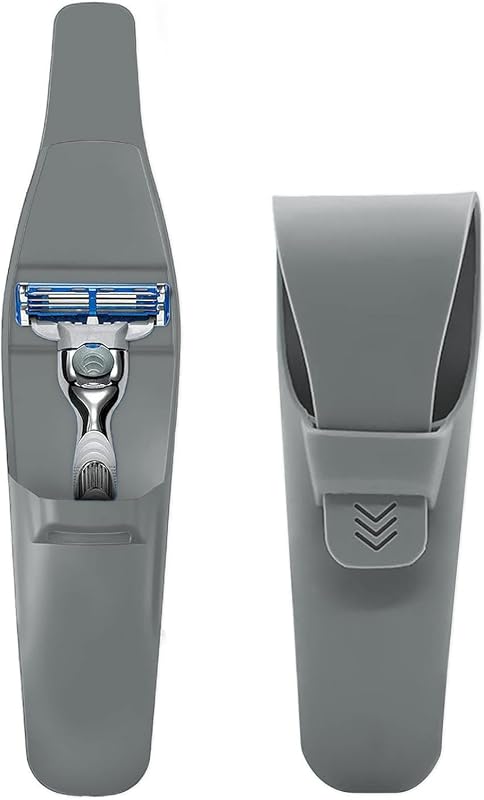 Estojo de viagem de silicone para barbeador LinMei, cinza, pacote com 2