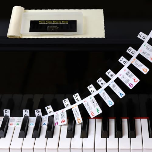 Myvikcar Removable Piano Notes Guide Labels with Dust Cover and Box(Color)
