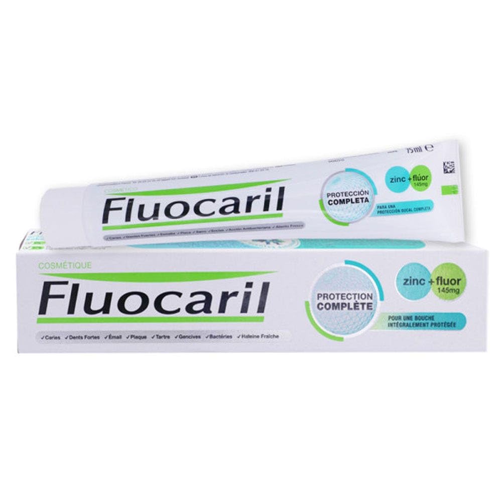 FLUOCARIL - Zahnpasta gegen Karies, vollständiger Schutz, 145 mg – Aroma/Minzgeschmack – verstärkter Zahnschmelz und starke Zähne – hilft Karies zu verhindern, frischer Atem (Tube 75 ml)