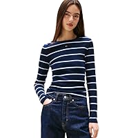 Tommy Jeans Donna Maglietta Maniche Lunghe Slim Fit Essential in Cotone