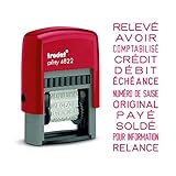 Tampon Trodat Printy 4822B avec 12 messages sur le même tampon - Encrage automatique rouge rechargeable - Format de l'impression: 24 x 4 mm B4822B R/R