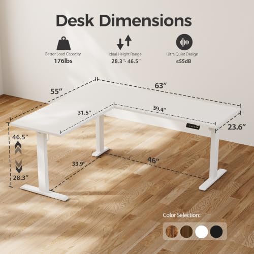 Image of Agilestic 75 Inch L Shaped Standing Desk Adjustable Height, Corner Standing Desk, Sit Stand Up Computer Table, Splice Board, White