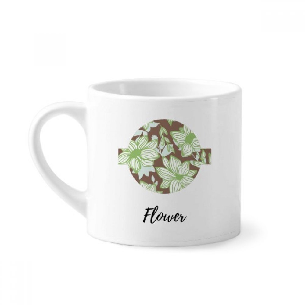 Mini tasse à café blanc poterie avec poignée 6 oz peinture fleur marron