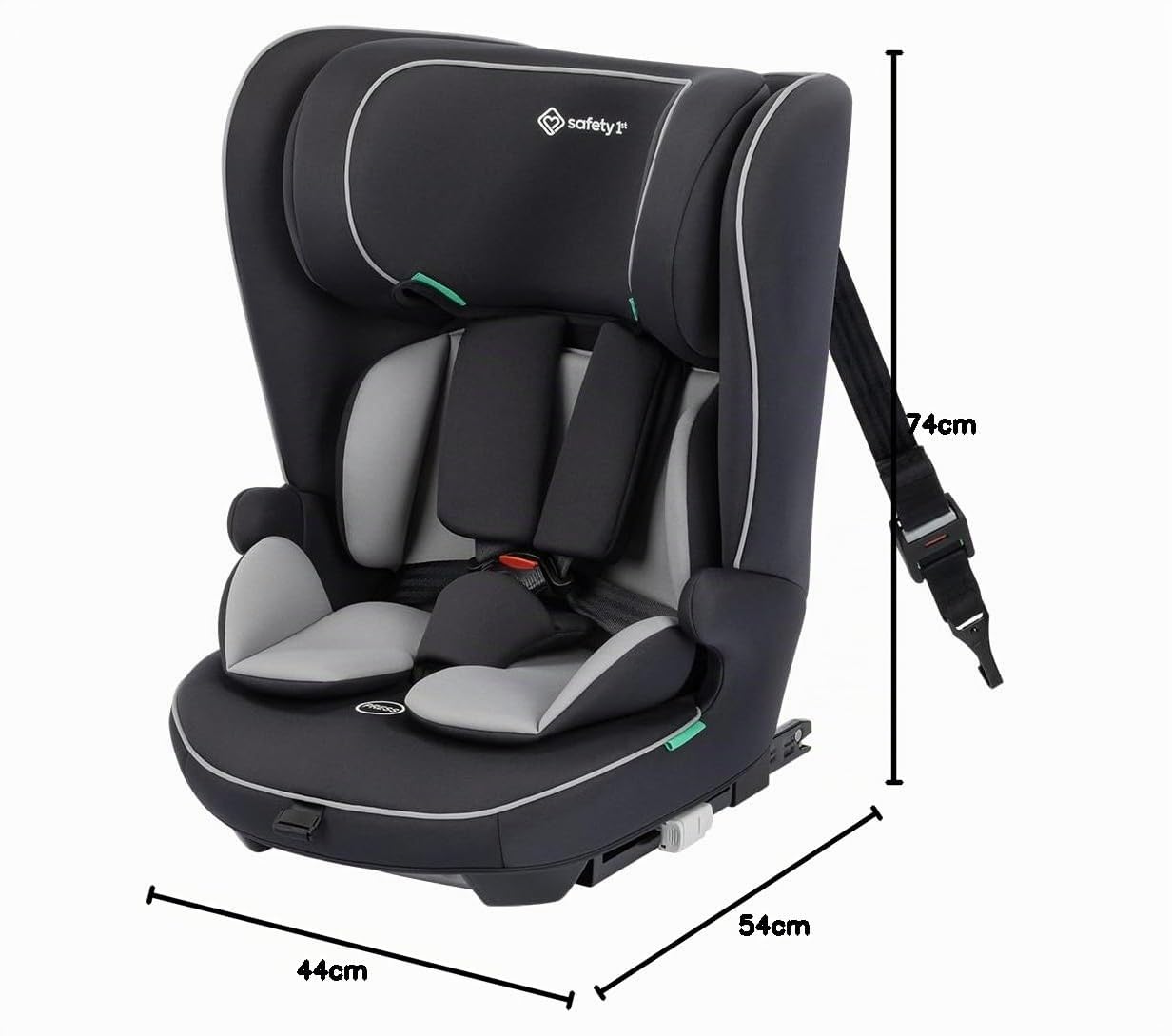 Safety 1st Lunar i-Size, Mitwachsender Kindersitz, 15Monate–12Jahre (76–150cm), ISOFIX Kindersitz Auto, 13 Kopfstützenstufen, Seitenaufprallschutz, Black
