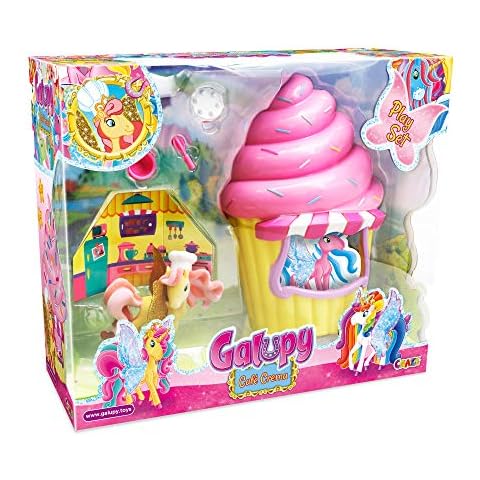 Craze GALUPY Cafe-Crema Spielset für Pferde Spielfiguren Einhorn Spielzeug ab 3 Jahre Pferde Mädchen Geschenk Einhorn Kinderspielzeug Ponyfigur mit Kochmütze 18880 Cover