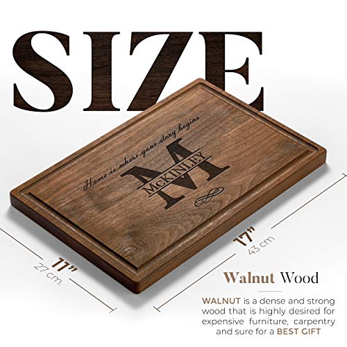 Personalized Walnut Cutting Board With Coasters, Mineral Oil And Gift Wrap Available - Customize Your Own Chopping Board Made In Usa (Design 13, 3. Walnut 17"X11") #TOP2