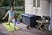 Keter Outdoor Storage Deck Box for Patio, Backyard & Garden, Borneo, 110 Gal, Grey - Lockable, Organizing, and Waterproof Plastic Container Bench