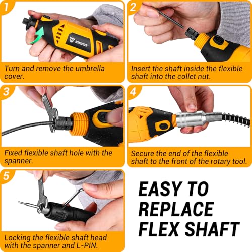 Power Rotary Tool Kit 170W: DEKOPRO 126pc Multi DIY Tool Kit for Wood/Metal - Mini Electric Sander/Drill Set with Flex Shaft for Carving,Cutting,Sanding,Grinding,Engraving,Polishing for 3D Printing - Image 4