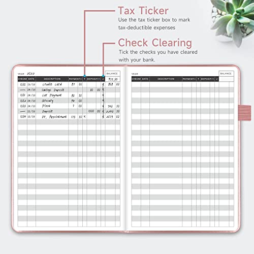 Kumeer Check Register – Elegant Check Registers For Personal Checkbook With Check & Transaction Registers, Hardcover Checkbook Log 5.2X7.6" (Rose Gold) #TOP3