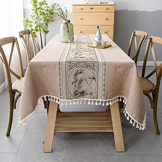 Pahajim Square Tablecloth Washable Cotton Linen Tablecloth Tassel Wipeable Tablecloth Wrinkle Free and Dust Proof for Coffe Table, Kitchen, Dining, Tabletop Decoration(Green, 55 x 55 inch)
