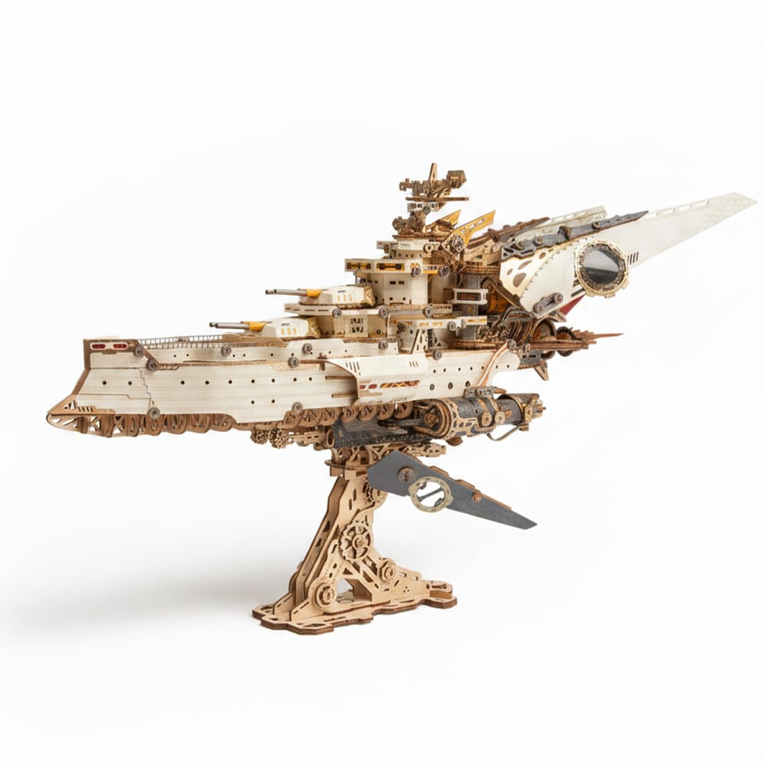 Dieselpunk Nave spaziale 3D in legno e carta, 912 pezzi, bianco