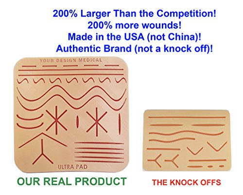 Extra Large UltraPad 3-Layer Suture Pad (8x8") w/ 28 Precut Wounds - Largest Suturing Practice Pad in The World - Handmade in Brooklyn, USA - Thumbnail 2