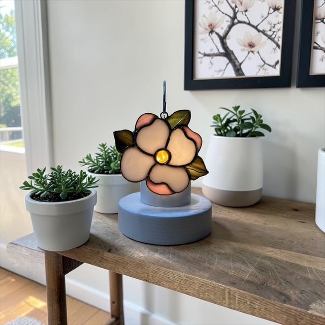 Glass Cover: White Dogwood Flower (Stained Glass/Gift/Nightlight Cover)